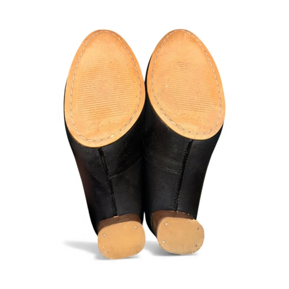 Clarks Black Leather Block Heel Round Toe Pumps, Women’s Shoes - US Size 6 M EUC - Picture 11 of 12